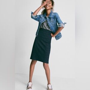 Maeve Elegant Black Tweed Pencil Skirt